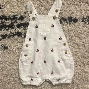 Janie and Jack Sailboat Red White and Blue Overalls